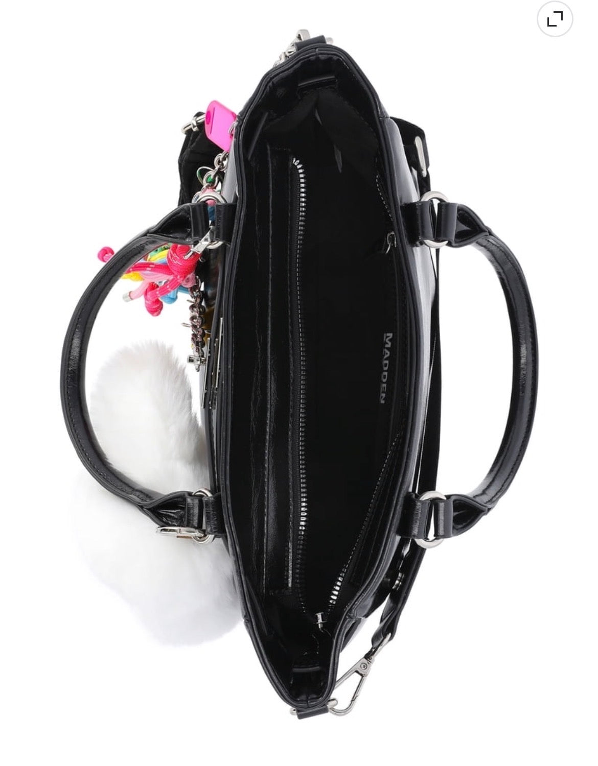 Madden NYC Black Satchel Bag with Charms