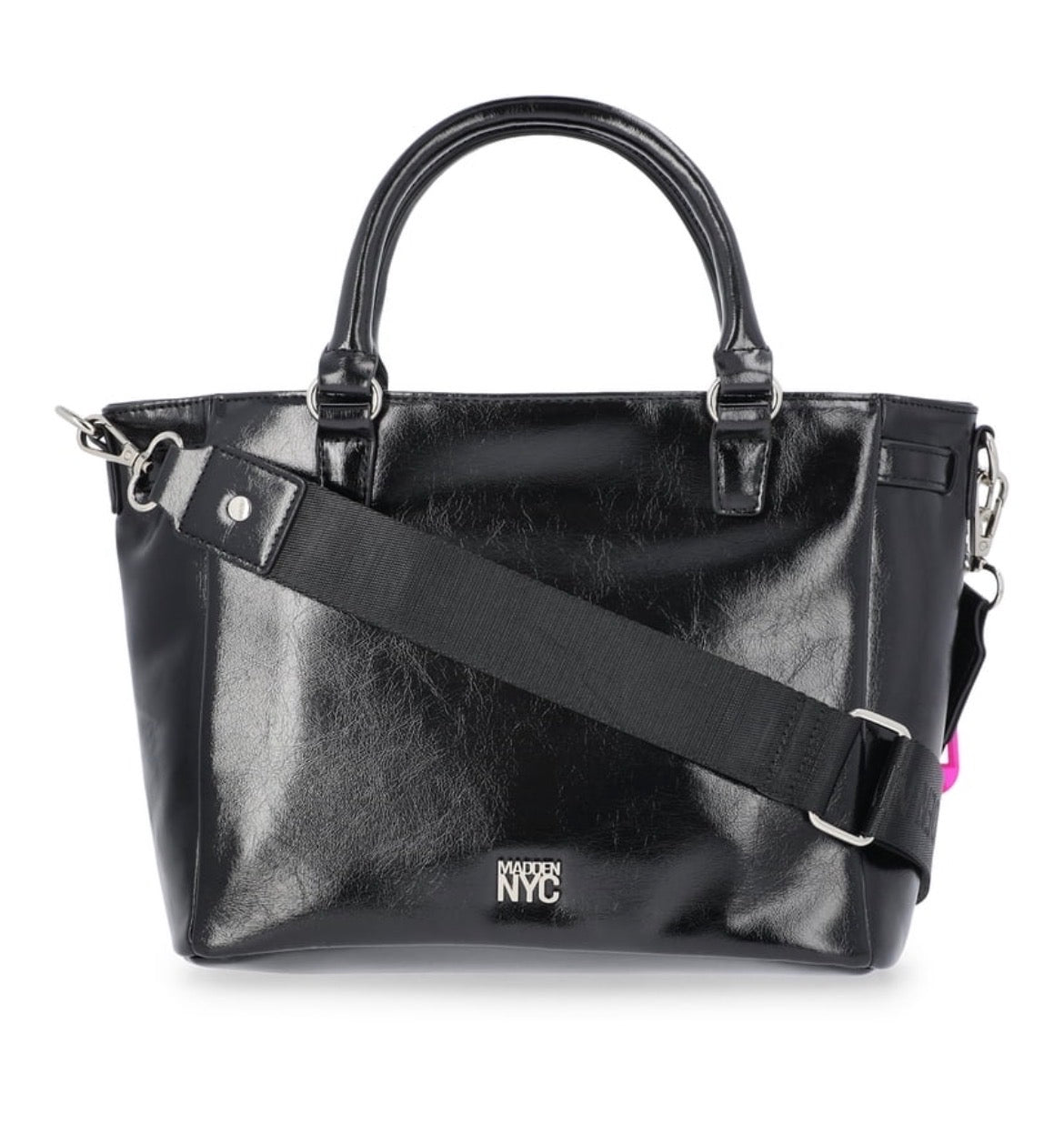 Madden NYC Black Satchel Bag with Charms