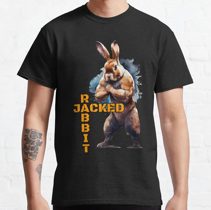 Buns Of Steel Funny Rabbit Crossfit T Shirt  weightlifting GYM bunny 100% Cotton bodybuilding lift weights muscle Clothes
