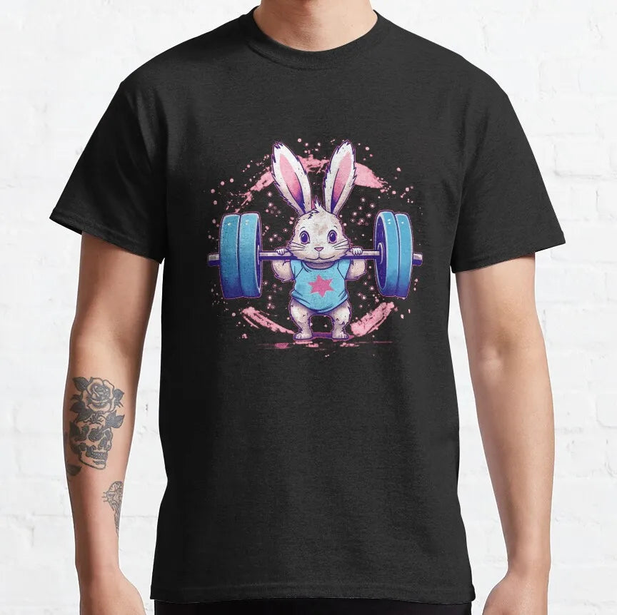 Buns Of Steel Funny Rabbit Crossfit T Shirt  weightlifting GYM bunny 100% Cotton bodybuilding lift weights muscle Clothes
