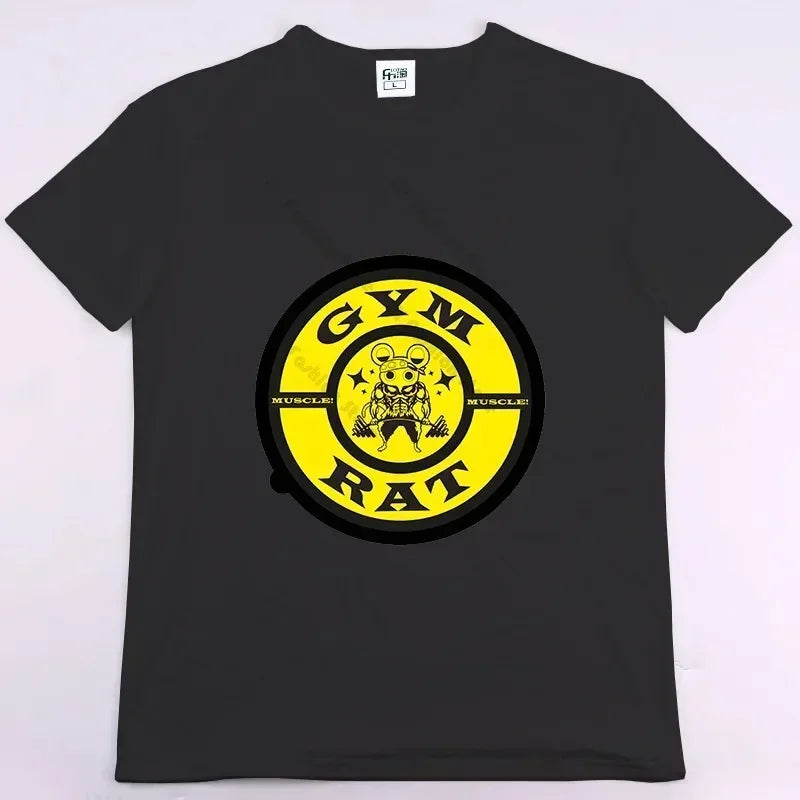 Rabbit Fitness Funny Gym Rat Bodybuilding Crewneck T Shirt Men Casual Short Sleeve Oversized TShirt