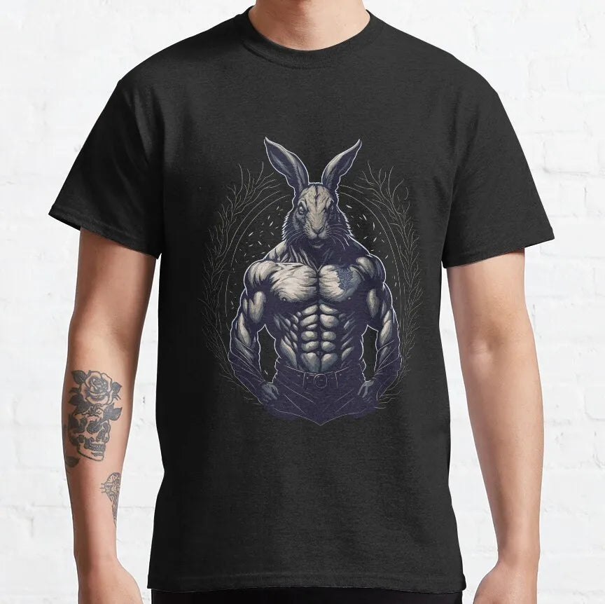 Buns Of Steel Funny Rabbit Crossfit T Shirt  weightlifting GYM bunny 100% Cotton bodybuilding lift weights muscle Clothes