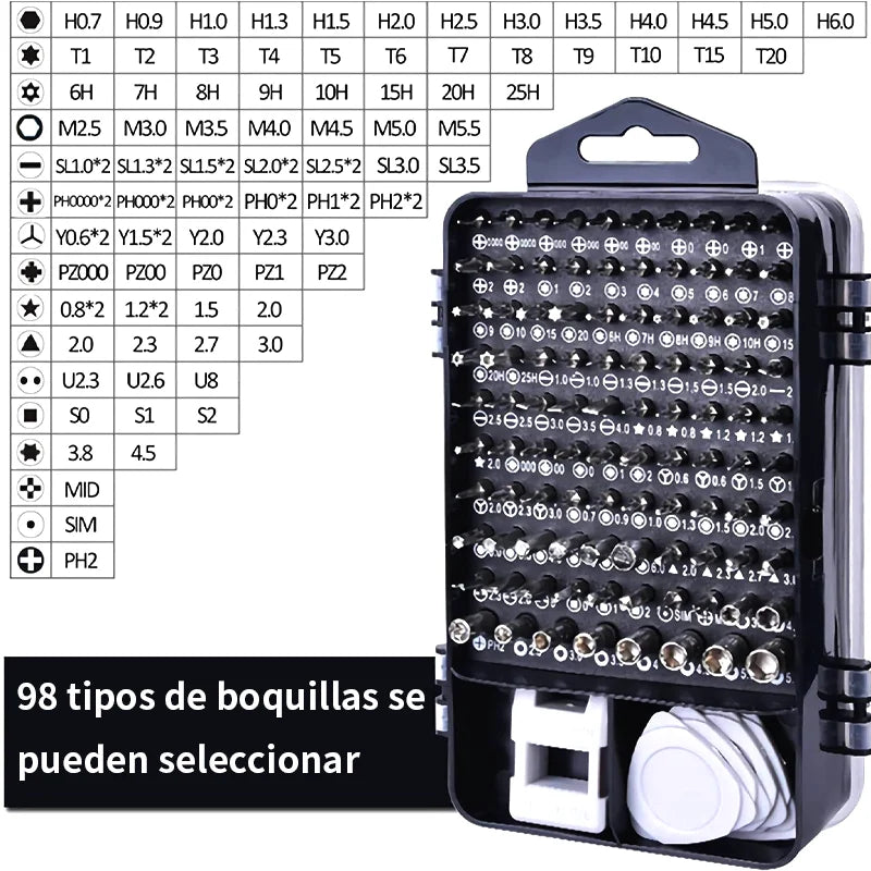 Iruibo 115 in 1 Screwdriver Set: Multifunction with Various Nozzles, Ideal for Repairing Cell Phones, Consoles and Electronics