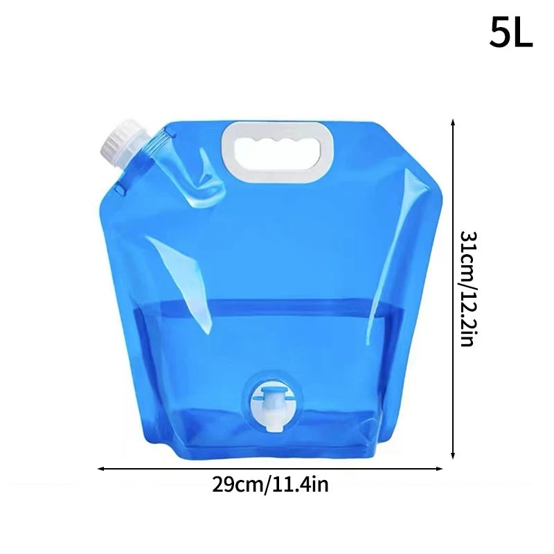 Camping Foldable Water Bag with Bottle Tap 8L Outdoor Hiking Water Bucket Bag Large Capacity Water Container Camping Supplies