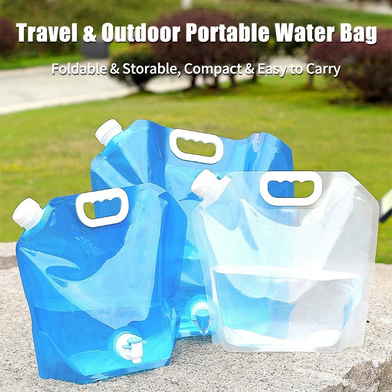 Camping Foldable Water Bag with Bottle Tap 8L Outdoor Hiking Water Bucket Bag Large Capacity Water Container Camping Supplies
