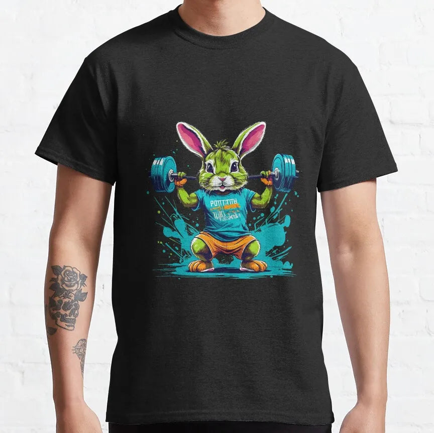 Buns Of Steel Funny Rabbit Crossfit T Shirt  weightlifting GYM bunny 100% Cotton bodybuilding lift weights muscle Clothes