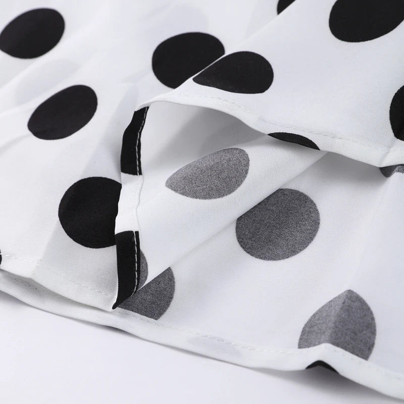 Casual Polka Dot Dress Women's Slim O-neck Full Sleeve High-Waisted Floor-Length Dresses 2025 Spring Autumn New Fashion Robes