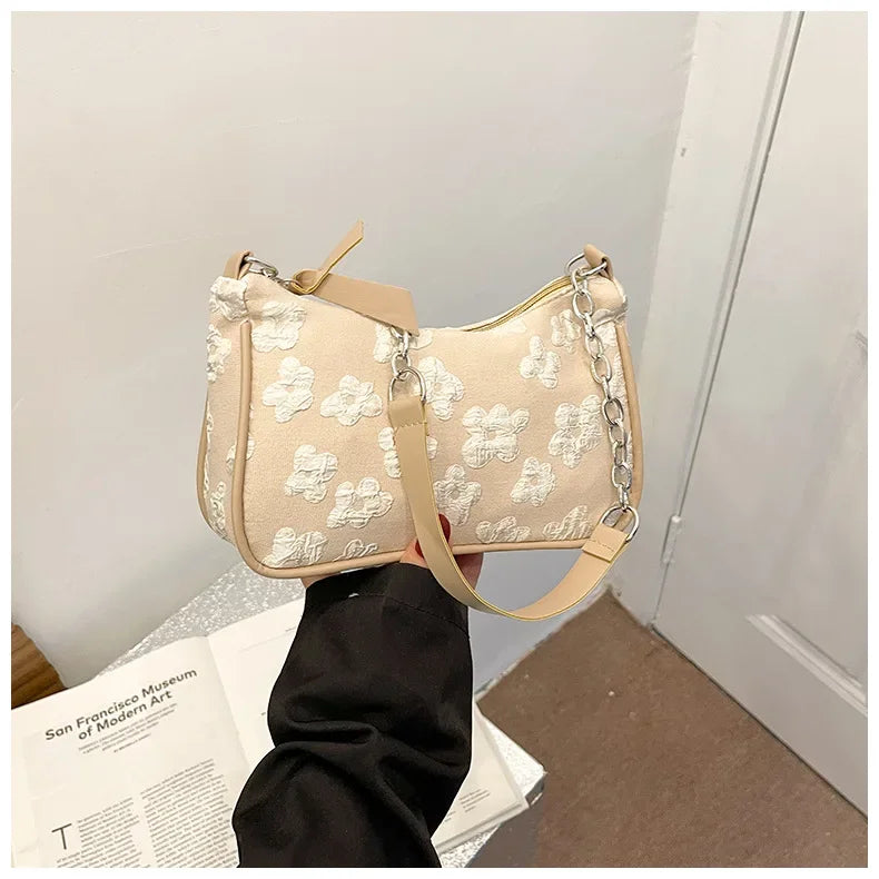 2025 New Fashion Felt Shoulder Bags for Women Small Casual Underarm Bag Female Hand Crossbody Bags for Women Purses and Handbags