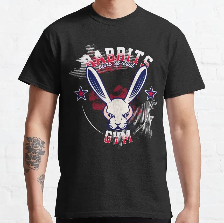 Buns Of Steel Funny Rabbit Crossfit T Shirt  weightlifting GYM bunny 100% Cotton bodybuilding lift weights muscle Clothes