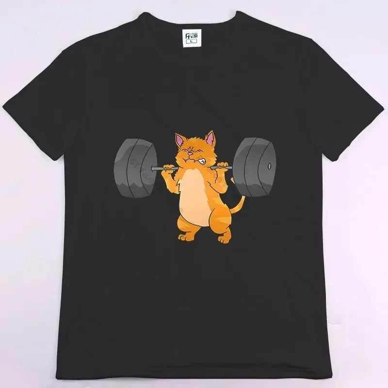 2025 new model Rabbit Fitness Funny Gym Rat Bodybuilding Crewneck T Shirt Men Casual Short Sleeve TShirt