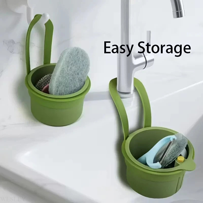 Press-Type Drain Basket: Food Strainer & Sink Organizer, Multi-Functional for Kitchen & Bathroom Use