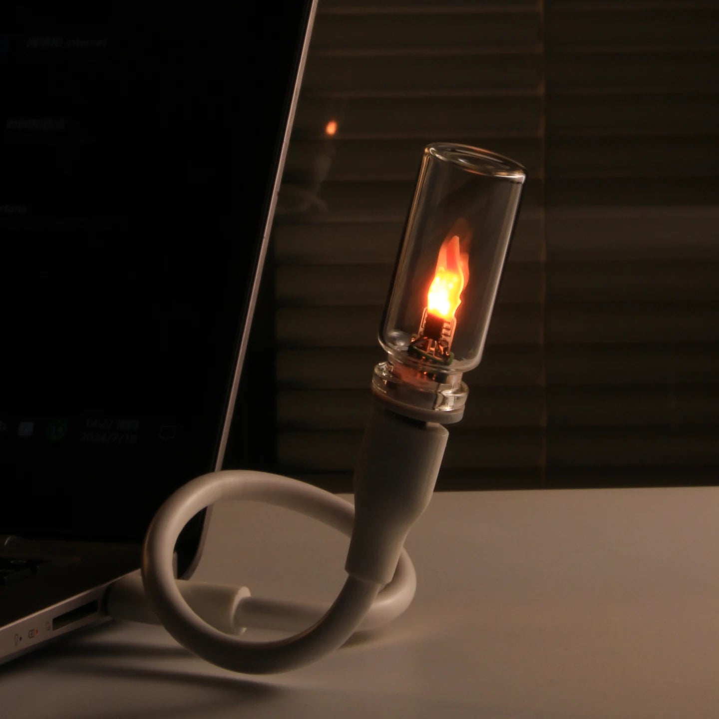 USB Flame Flickering LED Frosted Clear Glass Candle Night Light Simulated Flame for Car Home Room Laptop PC Festival Decoration