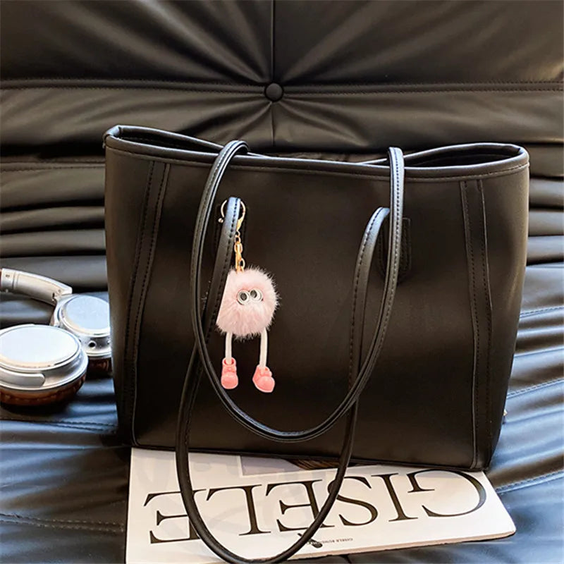Solid Color PU Leather Women's Handbag, Versatile Korean Single Shoulder Underarm Bag, Temperament Tote Bag for Women Daily Use