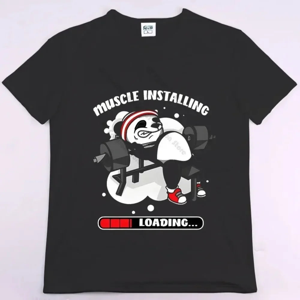 2025 new model Rabbit Fitness Funny Gym Rat Bodybuilding Crewneck T Shirt Men Casual Short Sleeve TShirt