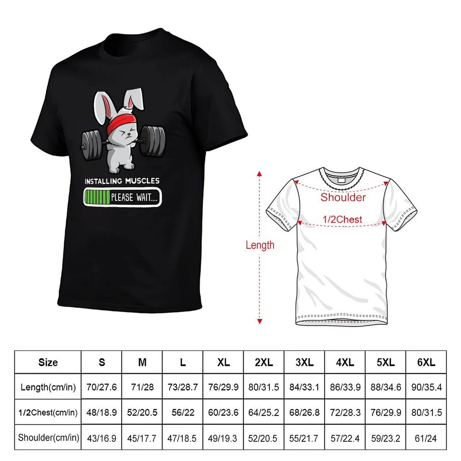 Bunny Fitness Gym Workout Installing Muscles T-Shirt Stretch Fabric Comfort T-Shirt