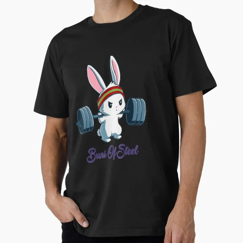 Buns Of Steel Fitness Rabbit Lover Funny Gift T shirt for GYM 100% cotton O-Neck Short Sleeve Graphic clothes All size tee S-6XL