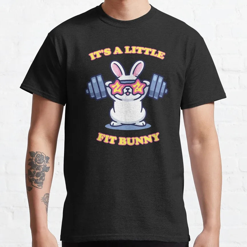 Buns Of Steel Funny Rabbit Crossfit T Shirt  weightlifting GYM bunny 100% Cotton bodybuilding lift weights muscle Clothes