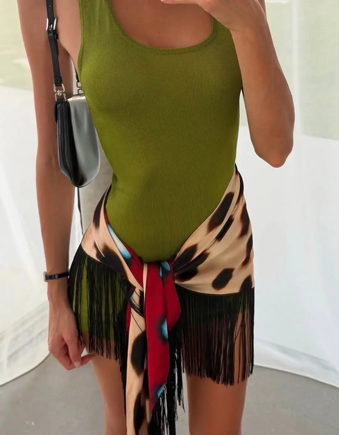 Sexy Printed Polka Dot Dress Retro Sheer Turn-down Collar Button Detachable Scarf Robe 2026 Summer Chic Y2k Women Casual Dresses
