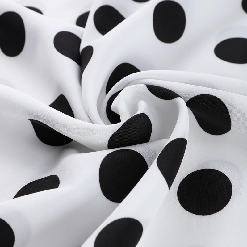 Casual Polka Dot Dress Women's Slim O-neck Full Sleeve High-Waisted Floor-Length Dresses 2025 Spring Autumn New Fashion Robes
