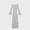 Casual Polka Dot Dress Women's Slim O-neck Full Sleeve High-Waisted Floor-Length Dresses 2025 Spring Autumn New Fashion Robes