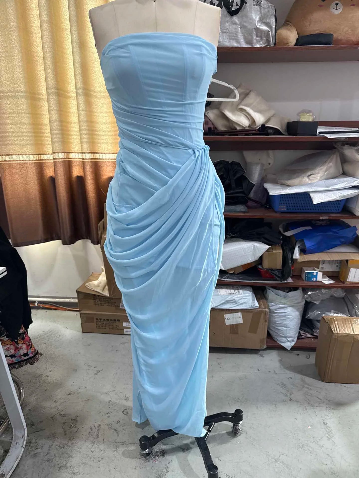 Solid Pleated Sling Dress Women Square Neck Sleeveless Off-shoulder Waist Cinching Slim Dresses 2026 Lady Evening Party Gowns