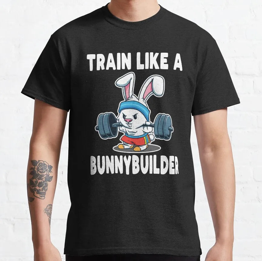 Buns Of Steel Funny Rabbit Crossfit T Shirt  weightlifting GYM bunny 100% Cotton bodybuilding lift weights muscle Clothes