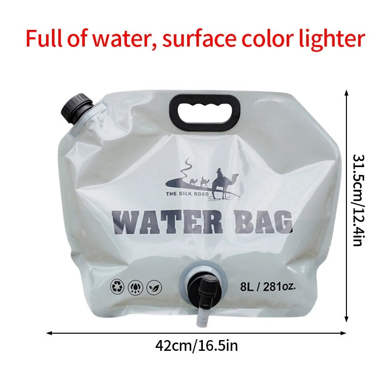 Camping Foldable Water Bag with Bottle Tap 8L Outdoor Hiking Water Bucket Bag Large Capacity Water Container Camping Supplies