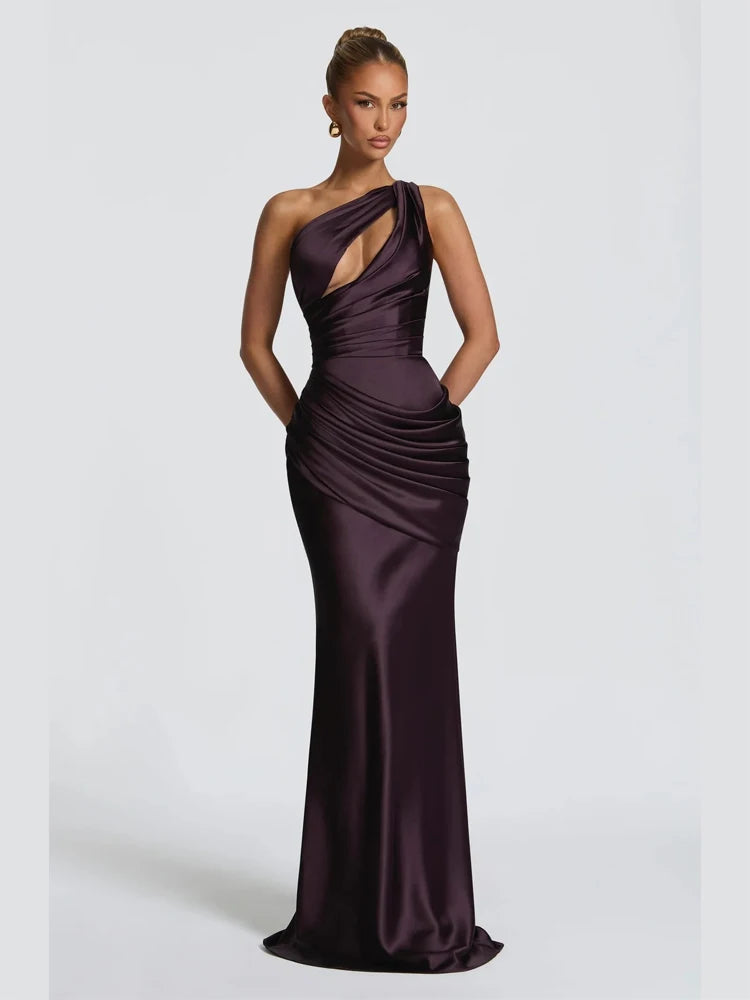 Solid Pleated Sling Dress Women Square Neck Sleeveless Off-shoulder Waist Cinching Slim Dresses 2026 Lady Evening Party Gowns