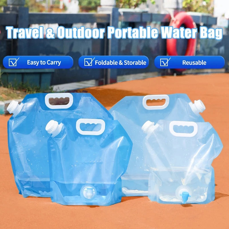 Camping Foldable Water Bag with Bottle Tap 8L Outdoor Hiking Water Bucket Bag Large Capacity Water Container Camping Supplies