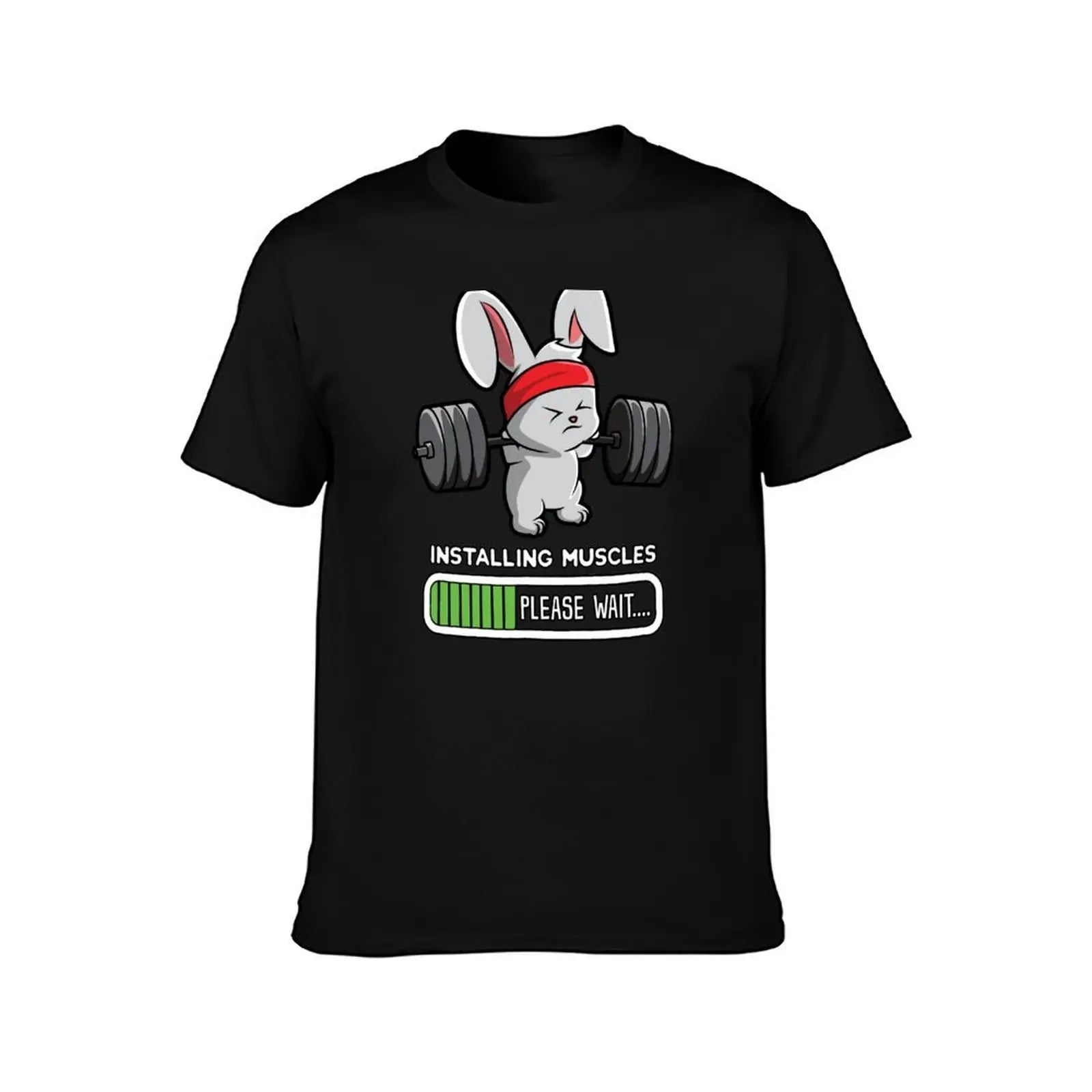 Bunny Fitness Gym Workout Installing Muscles T-Shirt Stretch Fabric Comfort T-Shirt