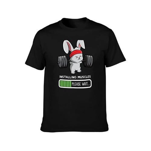 Bunny Fitness Gym Workout Installing Muscles T-Shirt Stretch Fabric Comfort T-Shirt