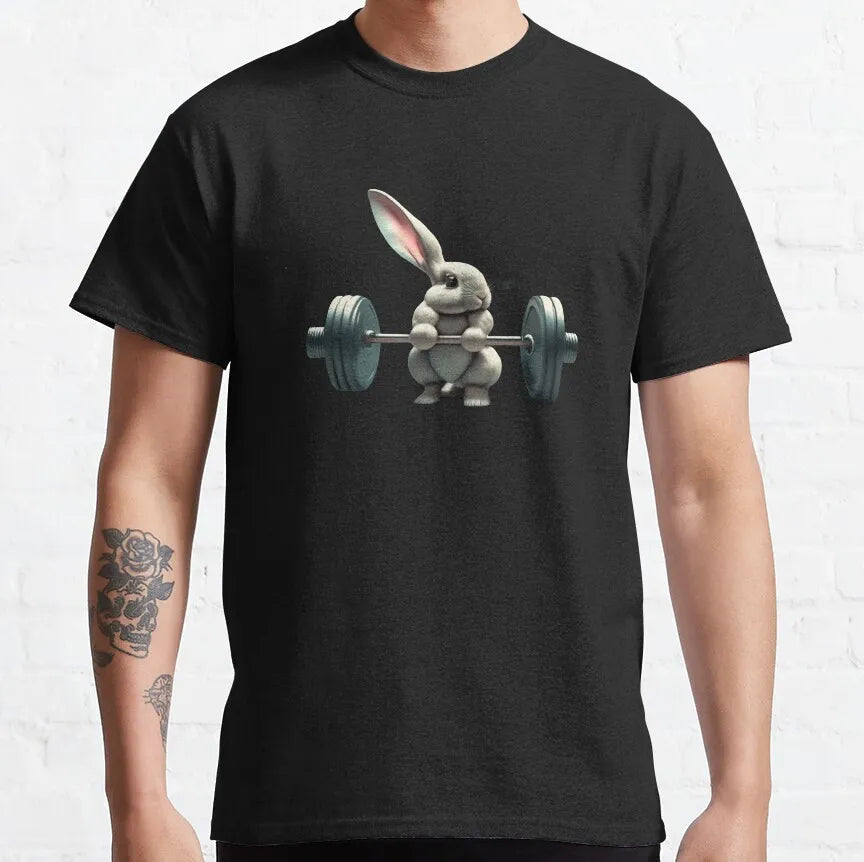 Buns Of Steel Funny Rabbit Crossfit T Shirt  weightlifting GYM bunny 100% Cotton bodybuilding lift weights muscle Clothes