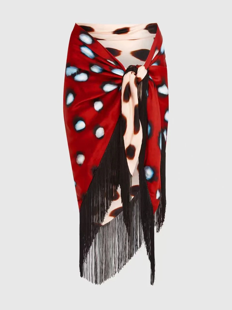 Sexy Printed Polka Dot Dress Retro Sheer Turn-down Collar Button Detachable Scarf Robe 2026 Summer Chic Y2k Women Casual Dresses