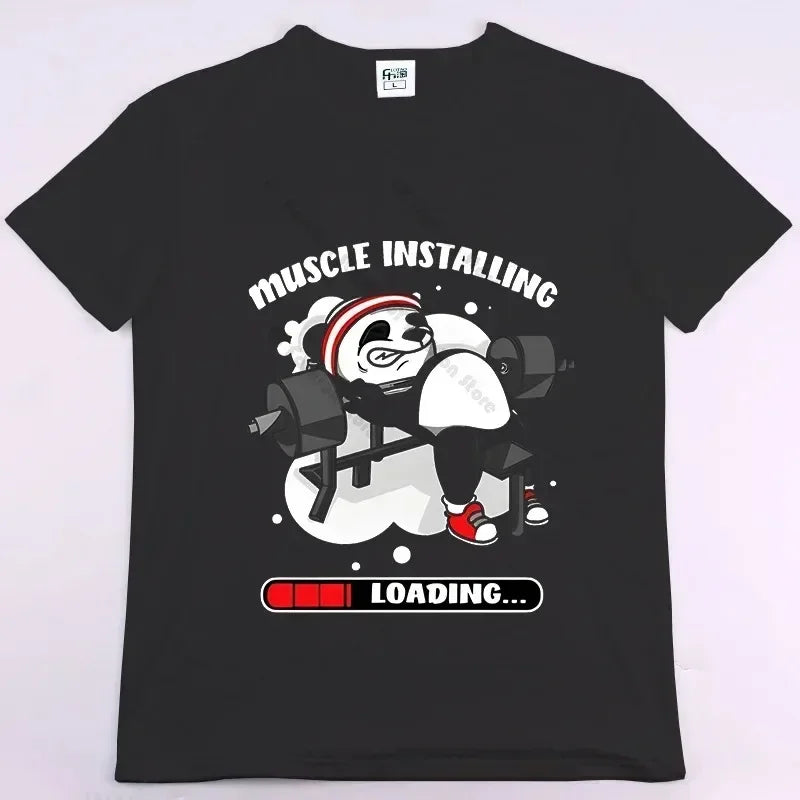 2025 new model Rabbit Fitness Funny Gym Rat Bodybuilding Crewneck T Shirt Men Casual Short Sleeve TShirt