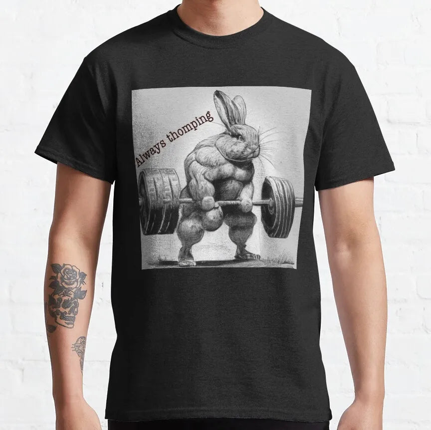 Buns Of Steel Funny Rabbit Crossfit T Shirt  weightlifting GYM bunny 100% Cotton bodybuilding lift weights muscle Clothes