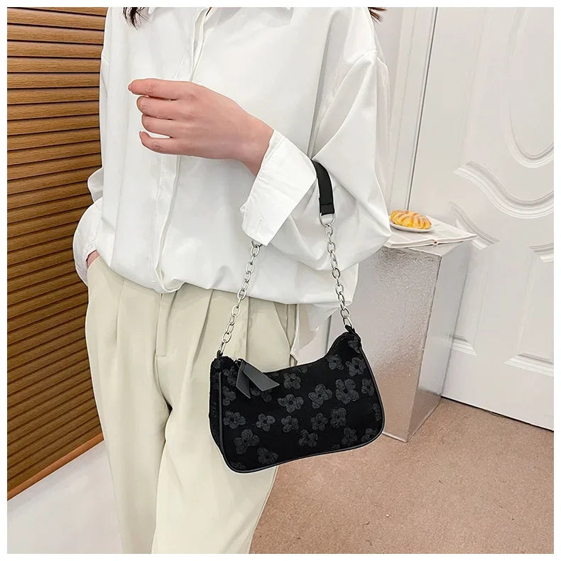 2025 New Fashion Felt Shoulder Bags for Women Small Casual Underarm Bag Female Hand Crossbody Bags for Women Purses and Handbags