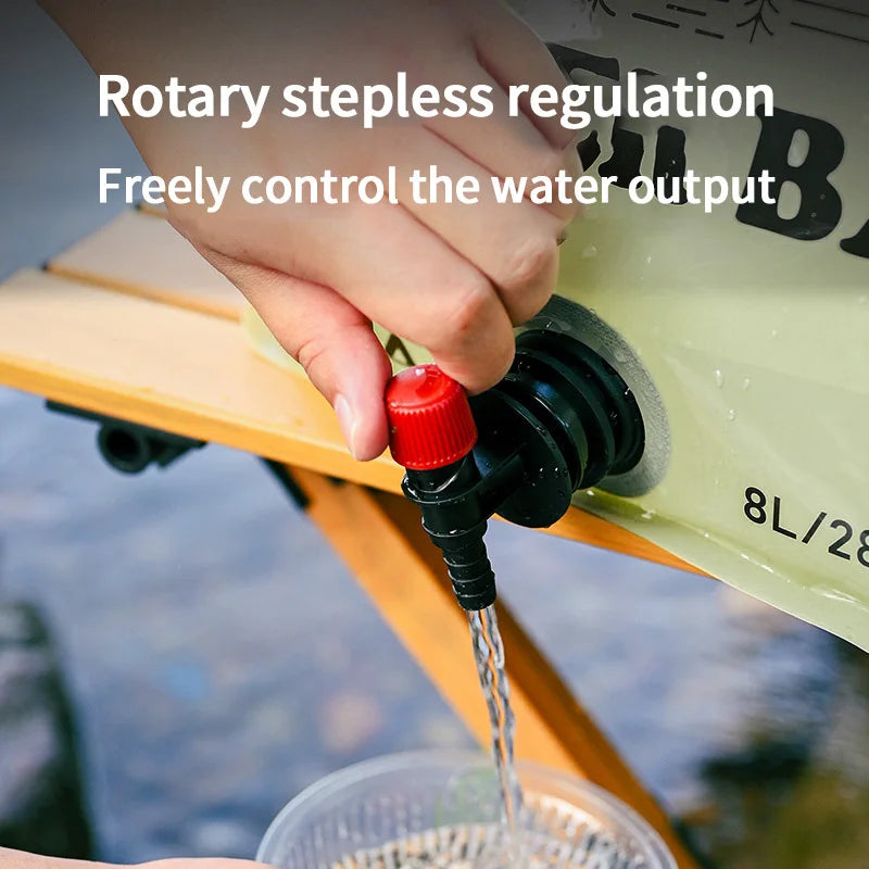 Camping Foldable Water Bag with Bottle Tap 8L Outdoor Hiking Water Bucket Bag Large Capacity Water Container Camping Supplies