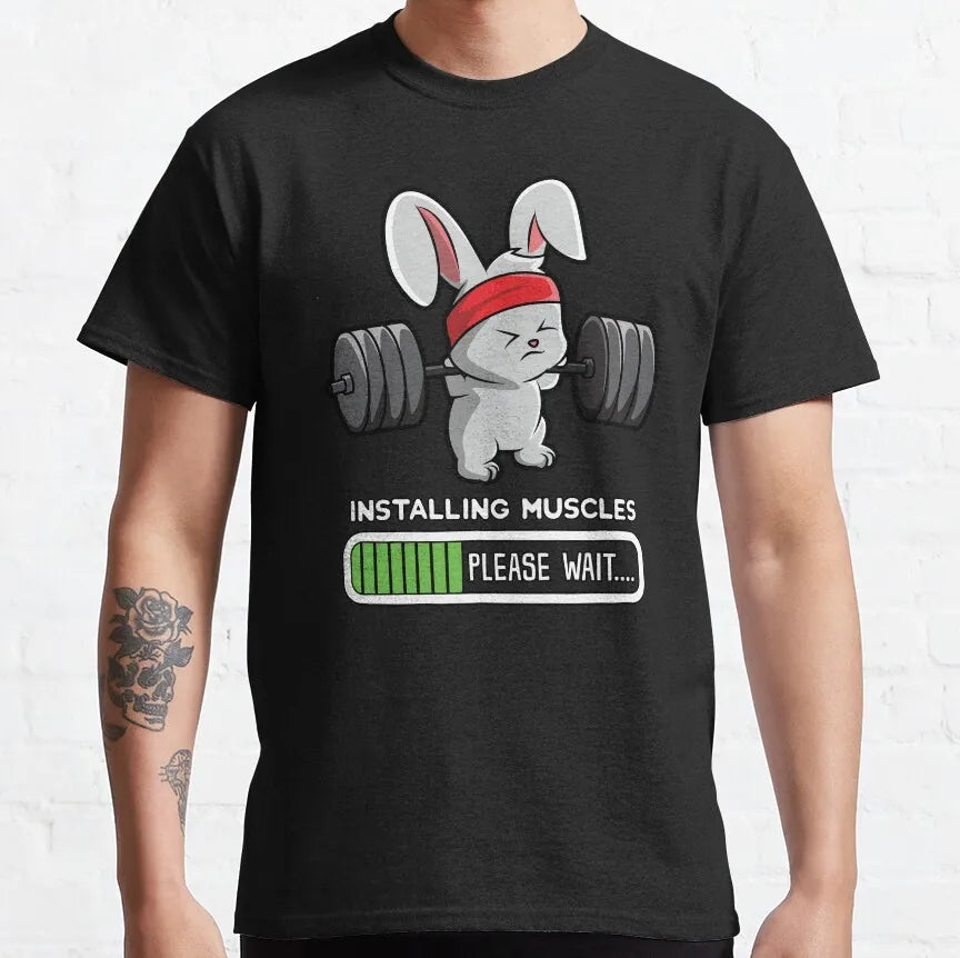 Buns Of Steel Funny Rabbit Crossfit T Shirt  weightlifting GYM bunny 100% Cotton bodybuilding lift weights muscle Clothes