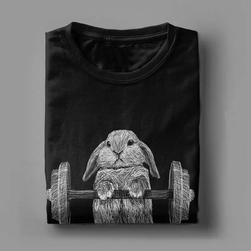 Buns Of Steel Funny Rabbit Crossfit T Shirt  weightlifting GYM bunny 100% Cotton bodybuilding lift weights muscle Clothes